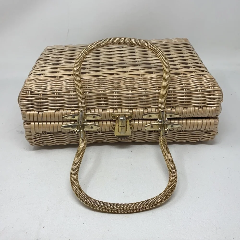 Vintage Structured Large Rectangle Woven Purse